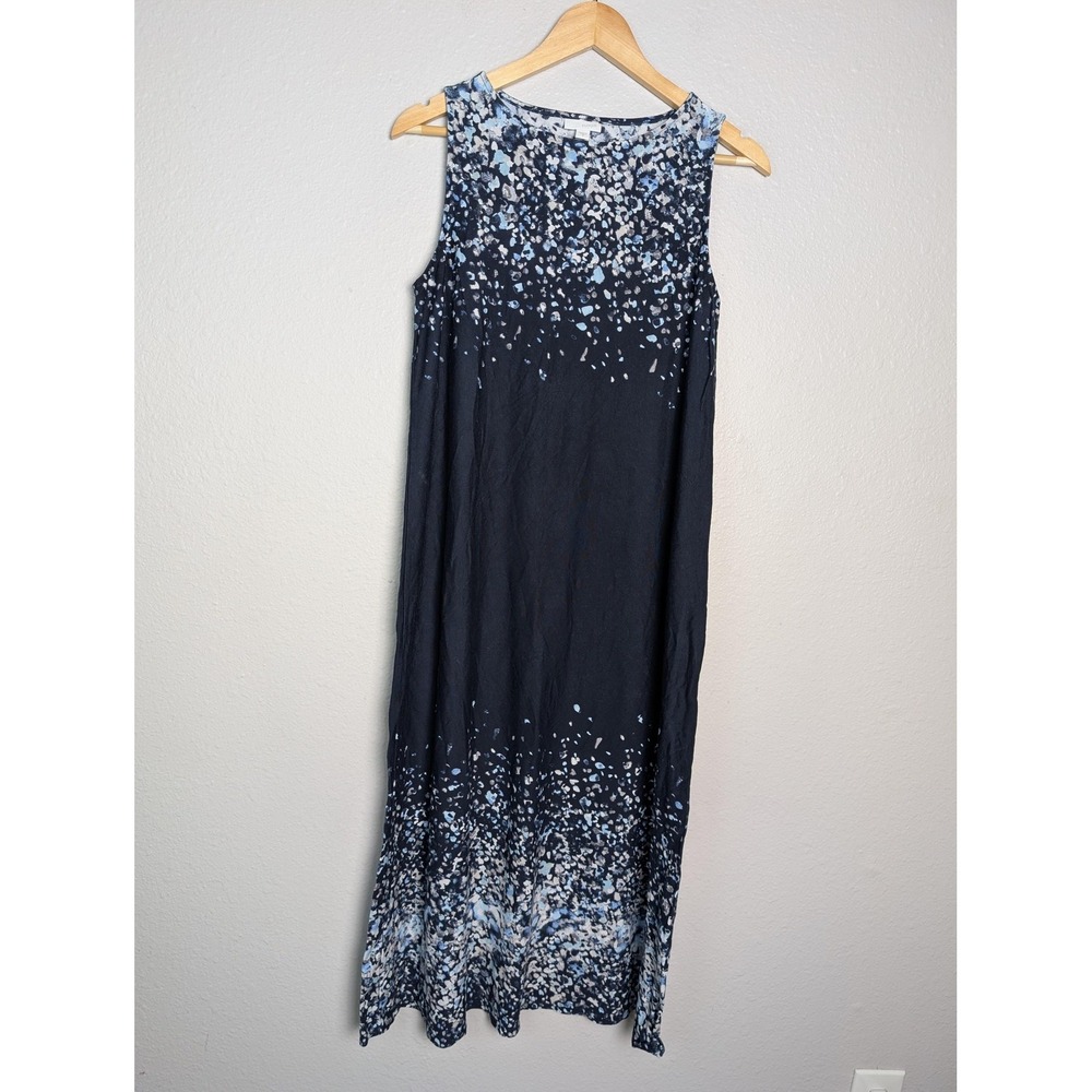 Pure Jill Dress Womens M Blue Long Maxi Tank Dress Jersey Animal Print